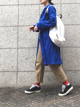 「アニエスベー」｜「アイテム（ステンカラーコート）」を使った、quruminさん（レディース・162cm）の春コーディネート