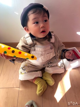 「エクストララージ」｜「アイテム（オールインワン・サロペット）」を使った、そうぱんまんさん（キッズ・70cm）の冬コーディネート