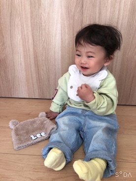 「Rodeo Crowns KIDS（ロデオクラウンズ　キッズ）のアイテム」を使った、そうぱんまんさん（キッズ・70cm）の冬コーディネート