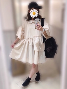 「merry jenny（メリージェニー）のアイテム（ワンピース/ドレス）」を使った、そうぱんまんさん（キッズ・70cm）の夏コーディネート