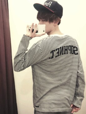 「SOPHNET.（ソフネット）のアイテム（Tシャツ/カットソー、ホワイト系）」を使った、はるさめにーさん。さん（メンズ・174cm）の春コーディネート