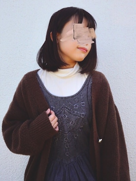 「古着女子」｜「アイテム（ジャンパースカート）」を使った、さっとんさん（レディース・147cm）の冬コーディネート