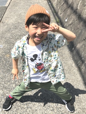 「こどもの日」｜「アイテム（ニットキャップ/ビーニー）」を使った、yamaさん（キッズ・90cm）の春コーディネート