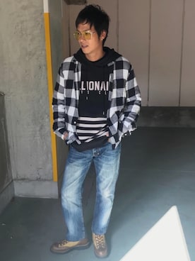 「PRPS（ピーアールピーエス）のアイテム」を使った、katsunishigakiさん（メンズ・174cm）の秋コーディネート