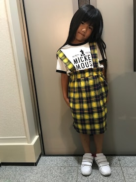 「黄色スカート」｜ゆあときどきのあさん（キッズ・110cm）の秋コーディネート