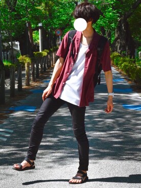 「STUDIOUS（ステュディオス）のアイテム（パンツ）」を使った、とっしーさん（メンズ・184cm）の春コーディネート