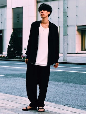 「STUDIOUS（ステュディオス）のアイテム（パンツ）」を使った、とっしーさん（メンズ・184cm）の夏コーディネート