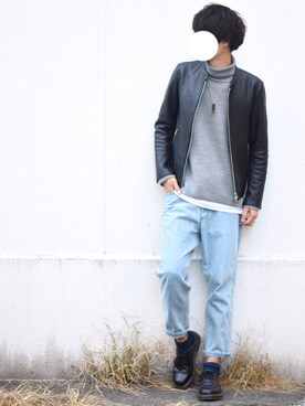 「ESSAY（エッセイ）のアイテム（パンツ）」を使った、とっしーさん（メンズ・184cm）の冬コーディネート