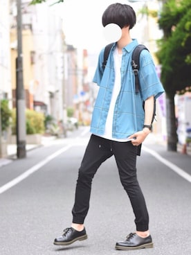 「Dr. Martens（ドクターマーチン）のDr.Martens (ドクターマーチン)/1461 3EYE GIBSON SHOES（その他シューズ）」を使った、とっしーさん（メンズ・184cm）の春コーディネート