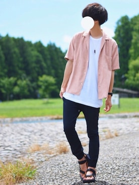 「417 EDIFICE（フォーワンセブンエディフィス）のアイテム（トップス）」を使った、とっしーさん（メンズ・184cm）の夏コーディネート