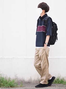 「YARD PLUS（ヤードプリュス）のアイテム（トップス）」を使った、とっしーさん（メンズ・184cm）の夏コーディネート