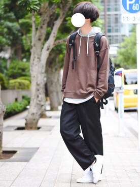 「DOOPZ（ドープス）のアイテム（スウェット）」を使った、とっしーさん（メンズ・184cm）の秋コーディネート