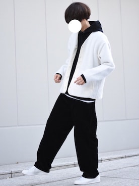 「GU（ジーユー）のアイテム（ブルゾン）」を使った、とっしーさん（メンズ・184cm）の冬コーディネート