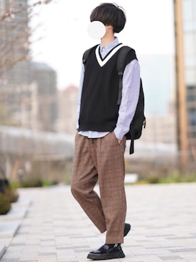 「YARD PLUS（ヤードプリュス）のアイテム」を使った、とっしーさん（メンズ・184cm）の春コーディネート