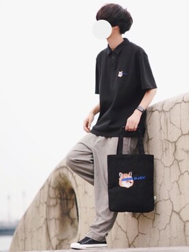 「MONKEY TIME（モンキータイム）のアイテム（スラックス）」を使った、とっしーさん（メンズ・183cm）の夏コーディネート