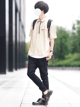 「Dr. Martens（ドクターマーチン）のDr.Martens / ドクターマーチン 1461 3EYE GIBSON SHOE 3ホール ギブソン シューズ ブーツ（ブーツ）」を使った、とっしーさん（メンズ・184cm）の夏コーディネート