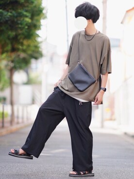 「suicoke（スイコック）のアイテム」を使った、とっしーさん（メンズ・184cm）の夏コーディネート