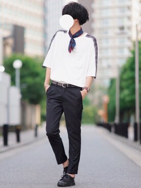「DOOPZ（ドープス）のアイテム（スラックス）」を使った、とっしーさん（メンズ・184cm）の夏コーディネート