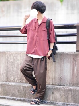 「suicoke（スイコック）のアイテム」を使った、とっしーさん（メンズ・184cm）の夏コーディネート