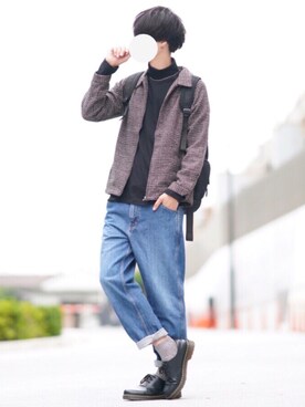「EMMA CLOTHES（エマクローズ）のアイテム（ブルゾン）」を使った、とっしーさん（メンズ・184cm）の秋コーディネート