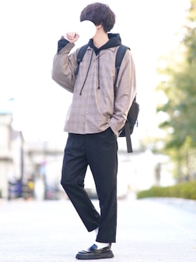 「DOOPZ（ドープス）のアイテム（スラックス）」を使った、とっしーさん（メンズ・184cm）の冬コーディネート