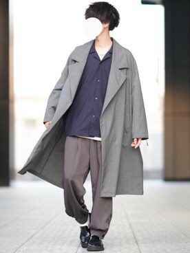 「my beautiful landlet（マイビューティフルランドレット）のアイテム（トレンチコート）」を使った、とっしーさん（メンズ・184cm）の冬コーディネート