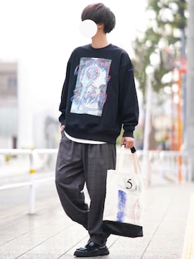 「Acne Studios（アクネストゥディオズ）のアイテム（スウェット）」を使った、とっしーさん（メンズ・184cm）の春コーディネート