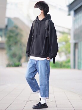 「DOOPZ（ドープス）のアイテム（パーカー）」を使った、とっしーさん（メンズ・184cm）の春コーディネート