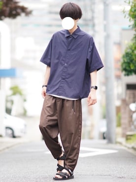 「suicoke（スイコック）のアイテム」を使った、とっしーさん（メンズ・184cm）の夏コーディネート