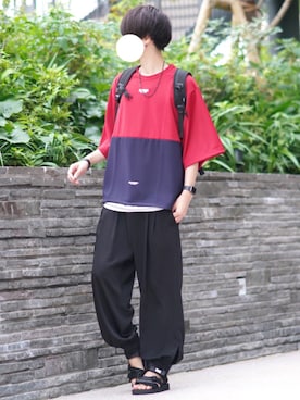 「SHAREEF（シャリーフ）のアイテム」を使った、とっしーさん（メンズ・184cm）の夏コーディネート