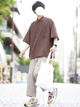 「MONKEY TIME（モンキータイム）のアイテム（スラックス）」を使った、とっしーさん（メンズ・184cm）の春コーディネート