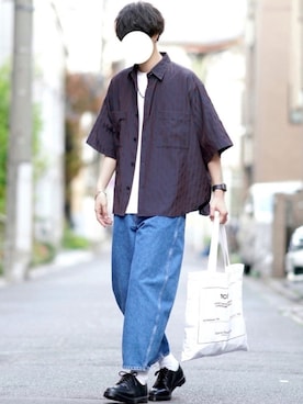 「アイテム（トートバッグ）」を使った、とっしーさん（メンズ・184cm）の春コーディネート