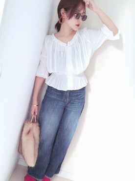 「Adam et Rope' Le Magasin（アダムエロペルマガザン）のアイテム（メガネ）」を使った、コマじろうさん（レディース・149cm）の秋コーディネート