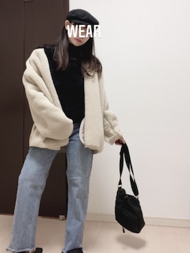 「H&M（エイチ・アンド・エム）のアイテム（キャスケット）」を使った、コマじろうさん（レディース・149cm）の冬コーディネート