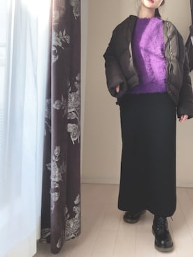 「ノーカラーダウン」｜コマじろうさん（レディース・149cm）の冬コーディネート