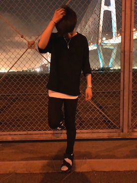 「アイテム（バングル/リストバンド）」を使った、Matoさん（メンズ・175cm・20代）の夏コーディネート