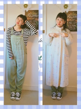 「BDG（ビーディージー）のアイテム（オールインワン・サロペット）」を使った、婧さん（レディース・163cm）の冬コーディネート