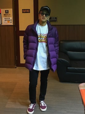 「オリジナル」｜「アイテム（ダウンジャケット/コート）」を使った、Shintaro.さん（メンズ・165cm）の冬コーディネート