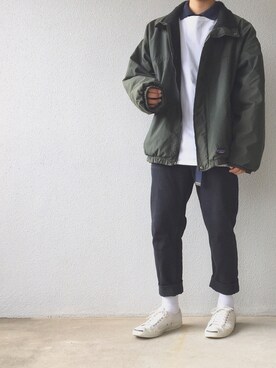 「CONVERSE（コンバース）のCONVERSE コンバース ジャック パーセル / JACK PURCEL（スニーカー）」を使った、Hiroさん（メンズ・170cm）の秋コーディネート