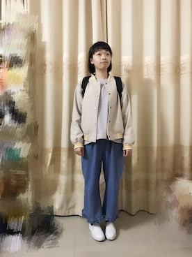 「アイテム（モカシン/デッキシューズ、ホワイト系）」を使った、小狼的糖果さん（レディース・157cm）の春コーディネート