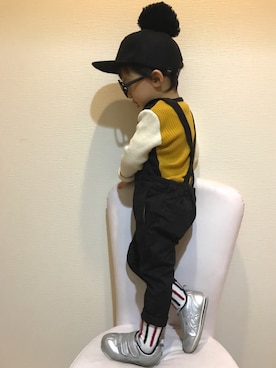 「シルバーシューズ」｜「アイテム（サロペット/オーバーオール）」を使った、＊SK.HRR＊さん（キッズ・80cm）の秋コーディネート