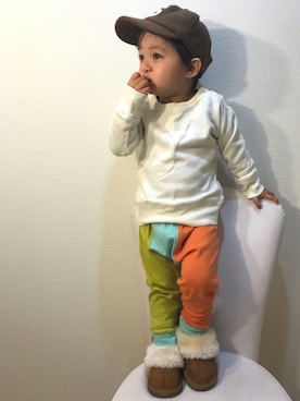 「ニコちゃん」｜「アイテム（その他）」を使った、＊SK.HRR＊さん（キッズ・90cm）の冬コーディネート