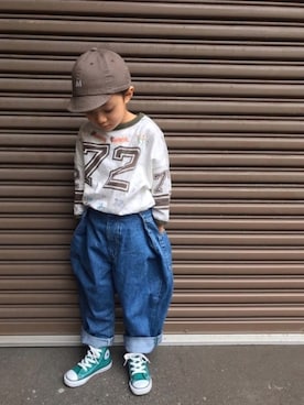 「秋のマイ旬スタイル」｜「アイテム（キャップ）」を使った、＊SK.HRR＊さん（キッズ・110cm）の秋コーディネート