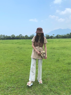 「へザー」｜「アイテム（スラックス）」を使った、𝚒𝚍𝚎𝚊さん（レディース・168cm）の夏コーディネート