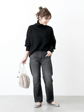 「アイテム（パンプス、グレー系）」を使った、tsuruさん（レディース・155cm）の冬コーディネート