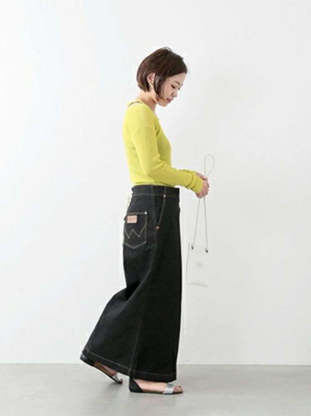 【超美品】ラングラー バックレースアップタイトスカート デニム S Wrangler（ラングラー）の「JS+e Wrangler別注バックレース