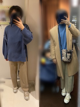 「ブルーニット」｜「アイテム（その他アウター）」を使った、nanairo000716さん（レディース・164cm）の冬コーディネート