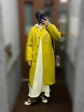 「Green　Parks（グリーンパークス）のアイテム（ノーカラーコート）」を使った、nanairo000716さん（レディース・164cm）の冬コーディネート