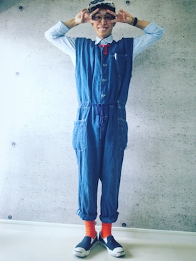 「Tatty Devine（タッティーディバイン）のアイテム（アクセサリー）」を使った、けんけんさん（メンズ・175cm）の春コーディネート