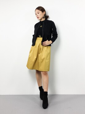 「SEVENDAYS=SUNDAY（セブンデイズサンデイ）のアイテム（MA-1）」を使った、黒田デビーさん（レディース・165cm）の冬コーディネート